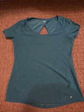Old Navy Teal Short Sleeve Keyhole Active Top